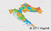 Political 3D Map of Croatia, cropped outside
