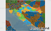 Political 3D Map of Croatia, darken