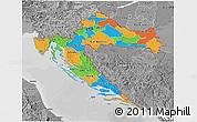 Political 3D Map of Croatia, desaturated