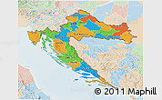 Political 3D Map of Croatia, lighten