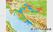 Political 3D Map of Croatia, physical outside
