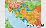 Political 3D Map of Croatia, political shades outside