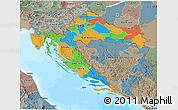 Political 3D Map of Croatia, semi-desaturated, land only