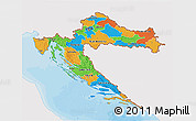 Political 3D Map of Croatia, single color outside