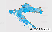 Political Shades 3D Map of Croatia, cropped outside