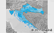 Political Shades 3D Map of Croatia, desaturated