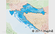 Political Shades 3D Map of Croatia, lighten