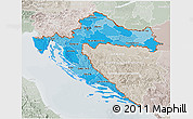 Political Shades 3D Map of Croatia, lighten, semi-desaturated