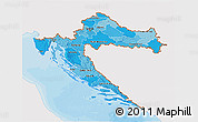 Political Shades 3D Map of Croatia, single color outside