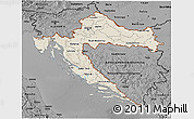 Shaded Relief 3D Map of Croatia, darken, desaturated