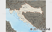 Shaded Relief 3D Map of Croatia, darken, land only
