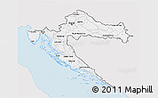 Silver Style 3D Map of Croatia, single color outside