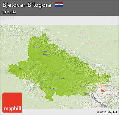 Physical 3D Map of Bjelovar-Bilogora, lighten