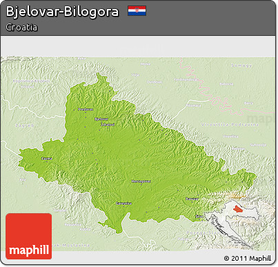 Physical 3D Map of Bjelovar-Bilogora, lighten