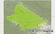 Physical 3D Map of Bjelovar-Bilogora, semi-desaturated
