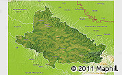 Satellite 3D Map of Bjelovar-Bilogora, physical outside