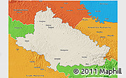Shaded Relief 3D Map of Bjelovar-Bilogora, political outside