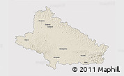 Shaded Relief 3D Map of Bjelovar-Bilogora, single color outside