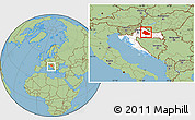 Savanna Style Location Map of Bjelovar-Bilogora, highlighted country, within the entire country