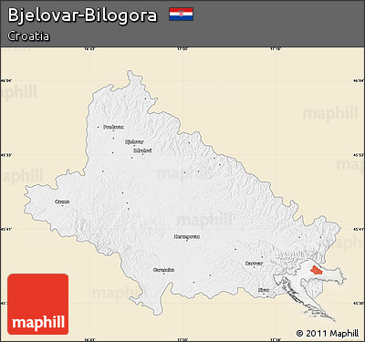 Classic Style Map of Bjelovar-Bilogora, single color outside