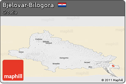 Classic Style Panoramic Map of Bjelovar-Bilogora, single color outside