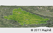 Satellite Panoramic Map of Bjelovar-Bilogora, semi-desaturated