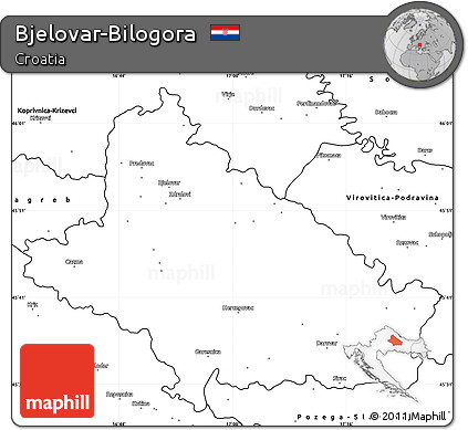 Blank Simple Map of Bjelovar-Bilogora