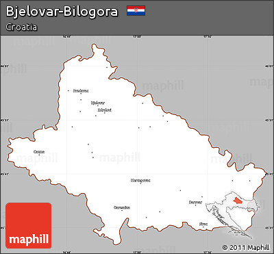 Gray Simple Map of Bjelovar-Bilogora, cropped outside