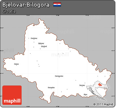 Gray Simple Map of Bjelovar-Bilogora, cropped outside