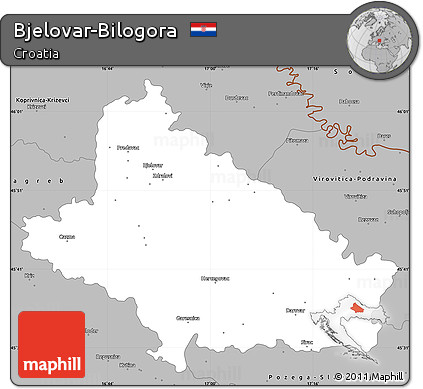 Gray Simple Map of Bjelovar-Bilogora