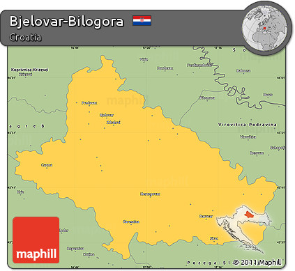 Savanna Style Simple Map of Bjelovar-Bilogora