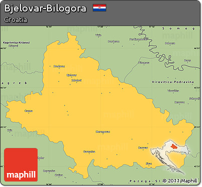 Savanna Style Simple Map of Bjelovar-Bilogora