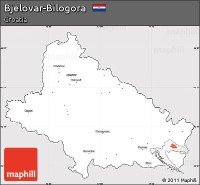 Silver Style Simple Map of Bjelovar-Bilogora, cropped outside