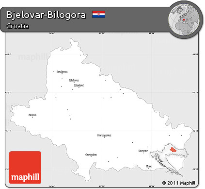 Silver Style Simple Map of Bjelovar-Bilogora, single color outside