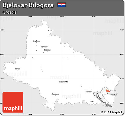 Silver Style Simple Map of Bjelovar-Bilogora, single color outside