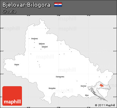 Silver Style Simple Map of Bjelovar-Bilogora, single color outside
