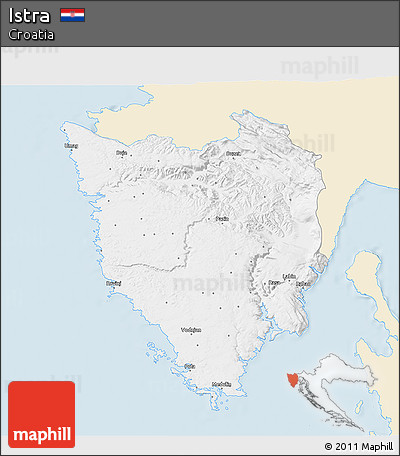 Classic Style 3D Map of Istra, single color outside