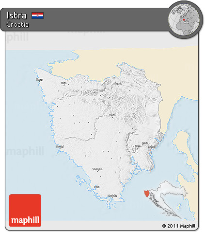 Classic Style 3D Map of Istra, single color outside
