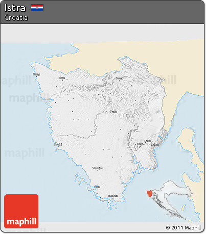 Classic Style 3D Map of Istra, single color outside