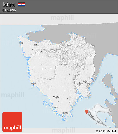 Gray 3D Map of Istra, single color outside