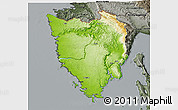 Physical 3D Map of Istra, darken, semi-desaturated