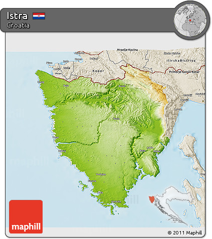 Physical 3D Map of Istra, shaded relief outside