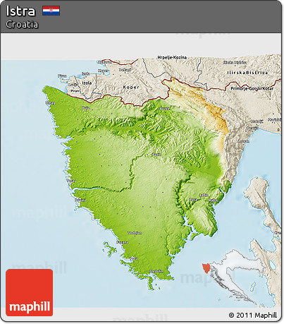 Physical 3D Map of Istra, shaded relief outside