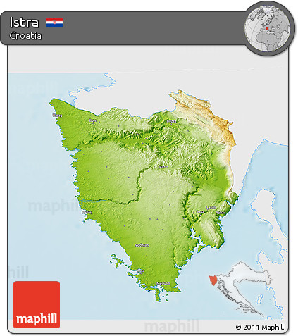 Physical 3D Map of Istra, single color outside
