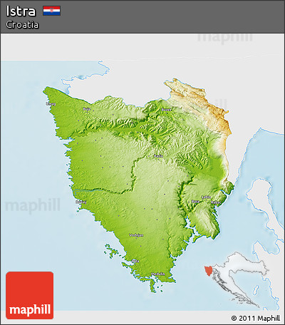 Physical 3D Map of Istra, single color outside