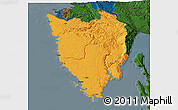Political 3D Map of Istra, darken