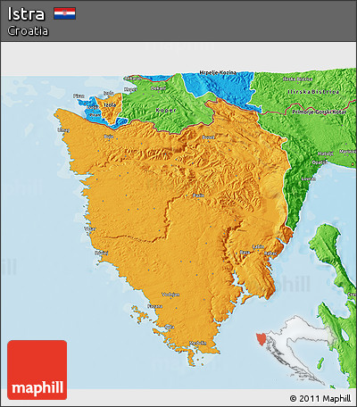 Political 3D Map of Istra