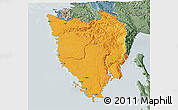 Political 3D Map of Istra, semi-desaturated