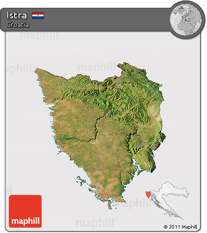 Satellite 3D Map of Istra, cropped outside