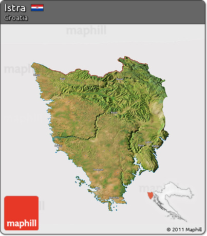 Satellite 3D Map of Istra, cropped outside